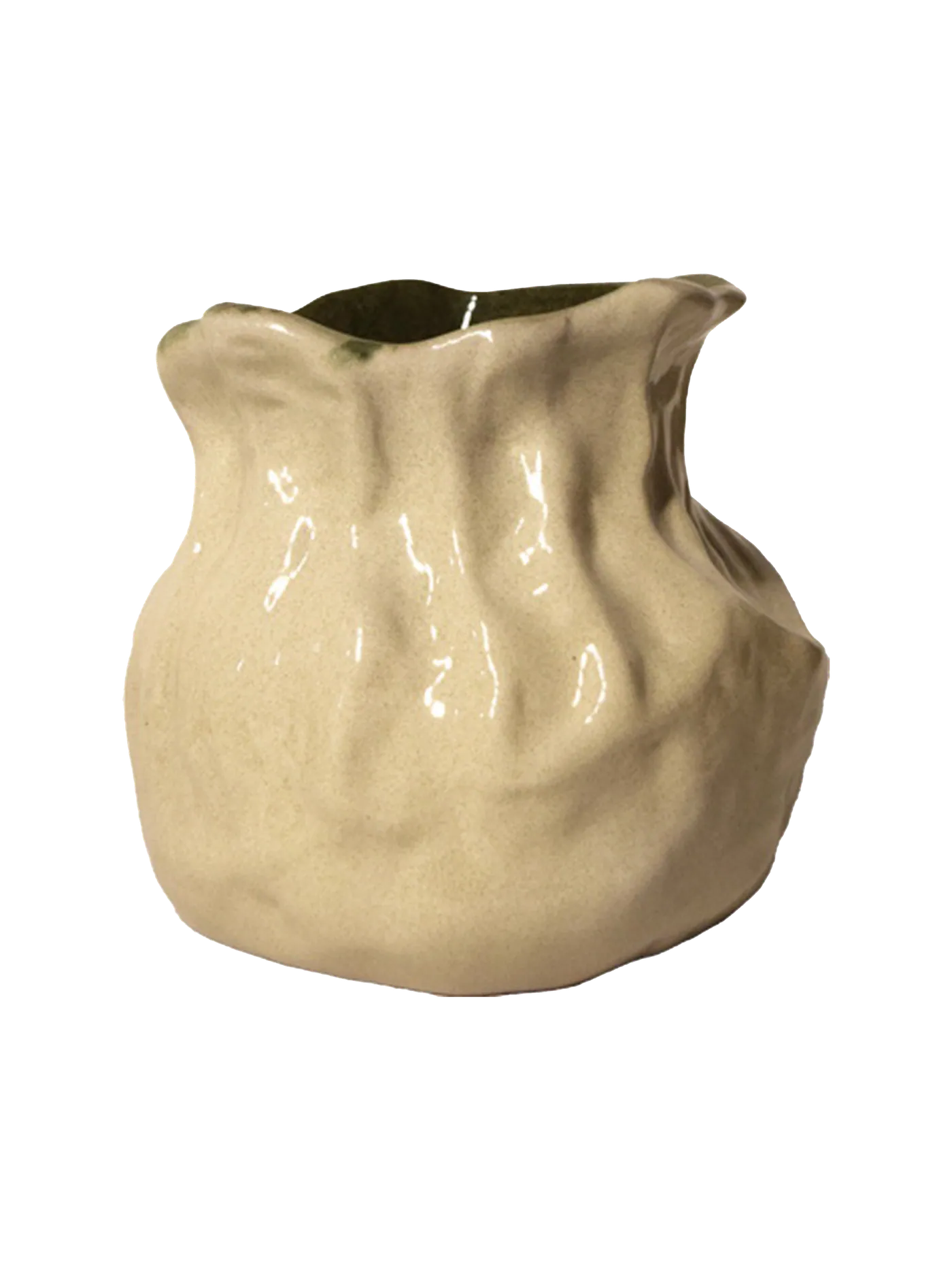 Bloom Vase, Beige outside, green inside