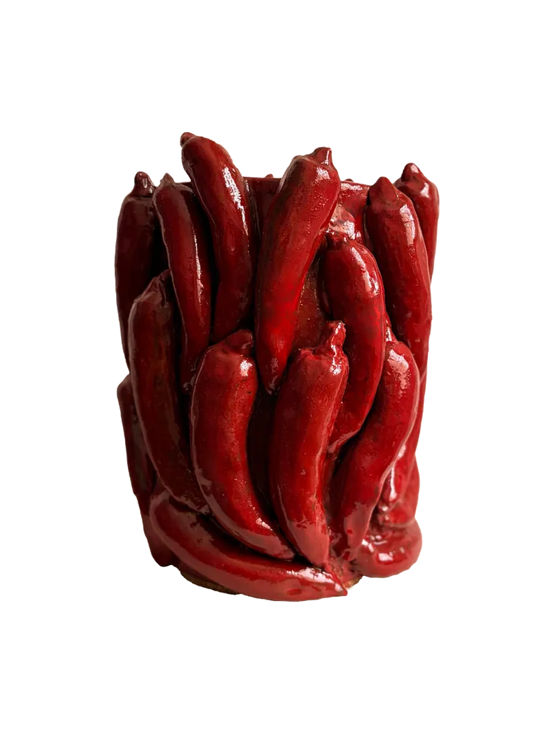 Pepper Vase Large, Deep Chili Red
