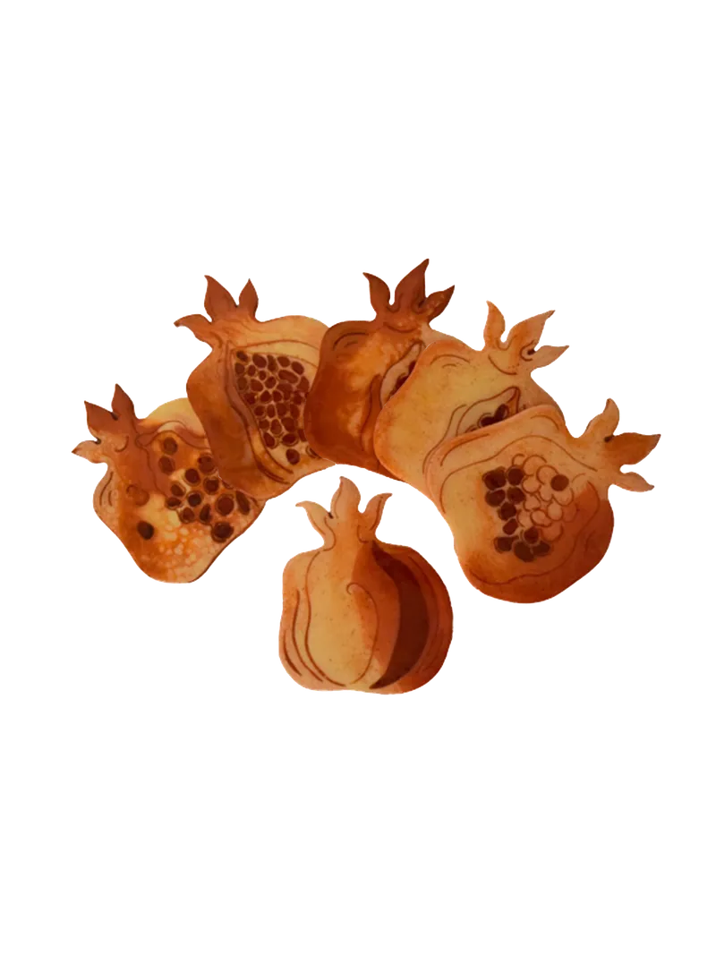 Pomegranate Coaster, Terracotta and burnt gold